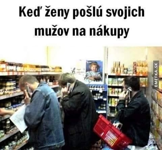 muzi v obchode, pretazenie liniek