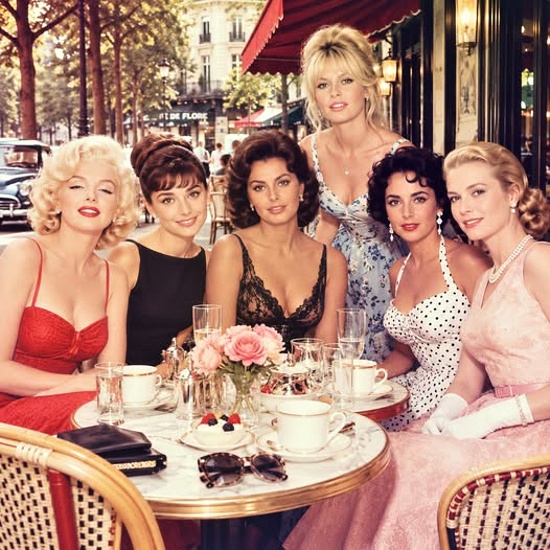 Marilyn Monroe, Audrey Hepburn, Sophia Loren, Brigitte Bardot, Elisabeth Taylor, Grace Kelly