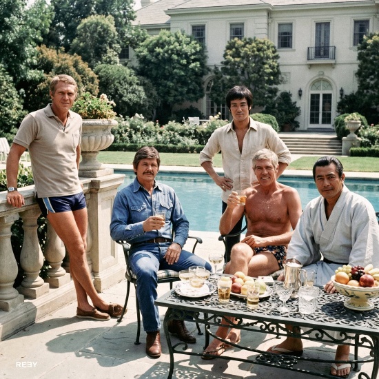 Steve McQueen, Charles Bronson, Bruce Lee, James Coburn, Toshiro Mifune 