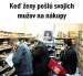 muzi v obchode, pretazenie liniek